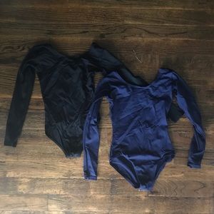 Long Sleeve Leotard Bundle Sz 4-6 XS Navy Black